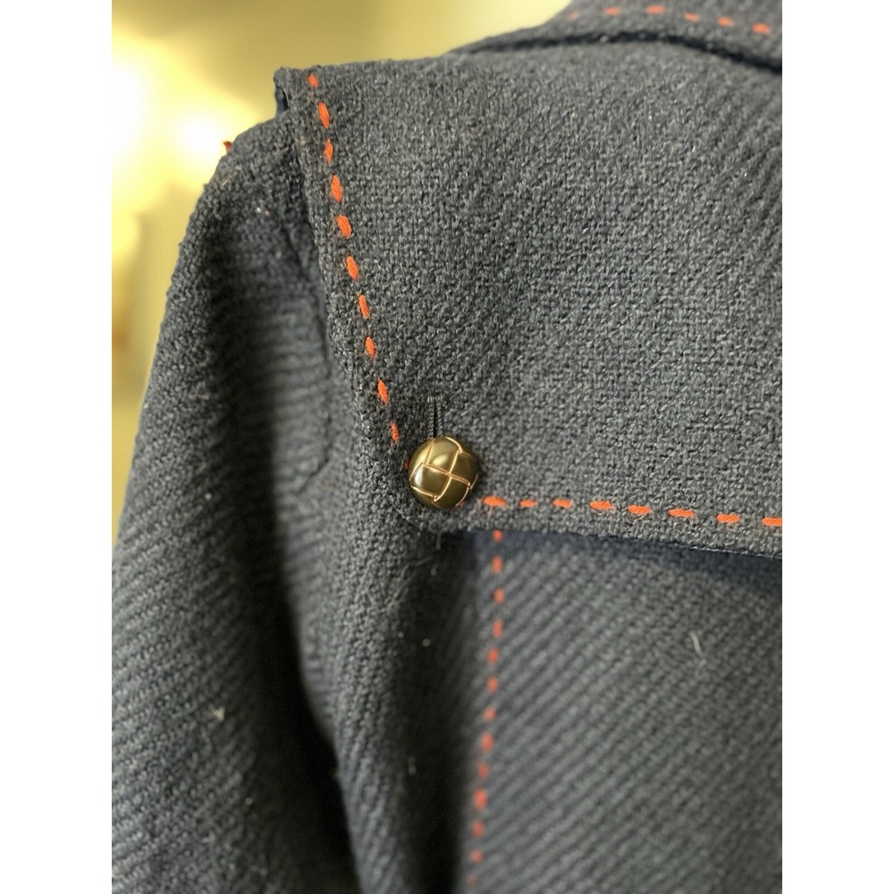 Tommy Hilfiger Wool Blend Navy Peacoat Reefer Jacket Fisherman Coastal Sz Medium - Picture 10 of 14